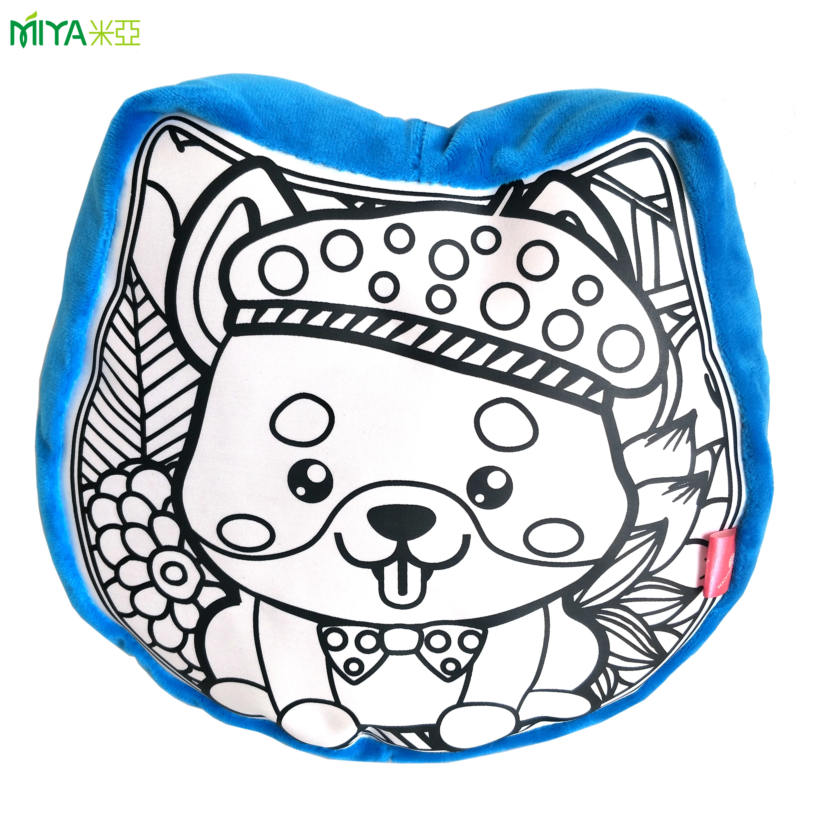 kids diy washable decoration plush satin painting drawing colouring animal shape pillow for children