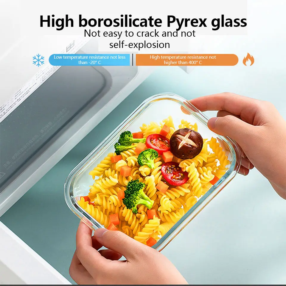 Compartment Plastic glass Bento Box School Lunch Container for Kids Office Use Freshness Preservation Feature