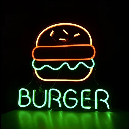 Drop Shipping Decorative Custom Made LED Flexible flex open acrylic rgb light burger neon led neon sign
