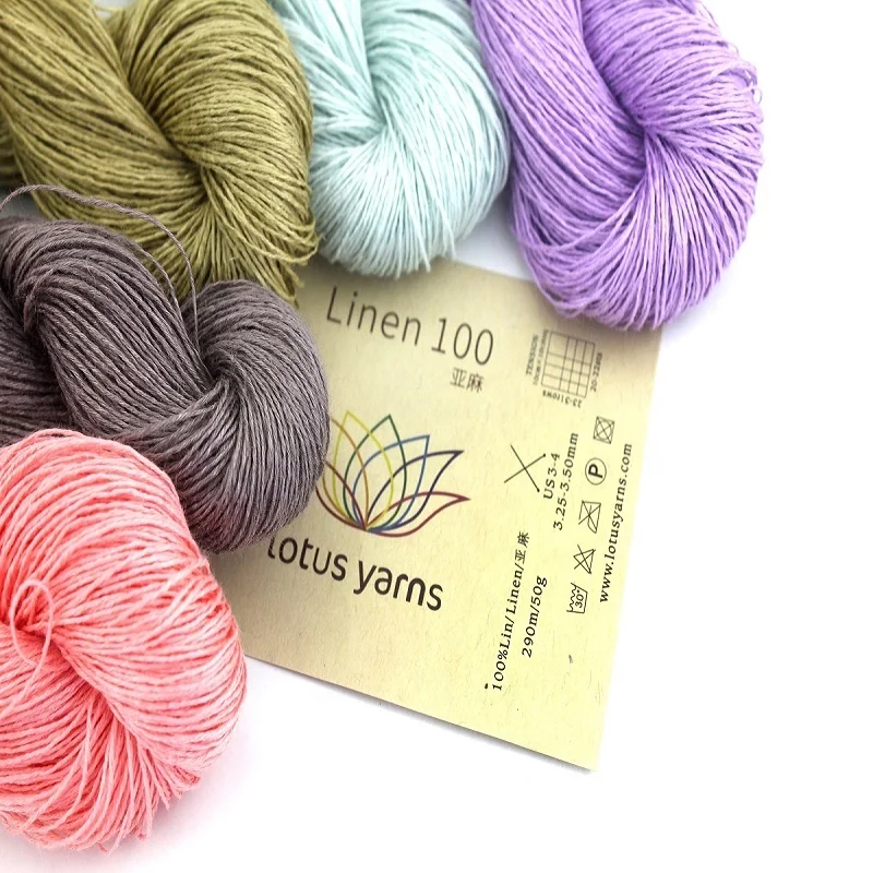  Lotus Yarn 100% льняная пряжа крашеная вязальная для вязания