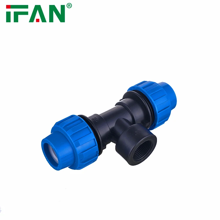 IFAN ISO 4427 Factory Wholesale PP Compression Fitting 20-63mm HDPE Compression Fittings Female Tee HDPE Pipe Fittings