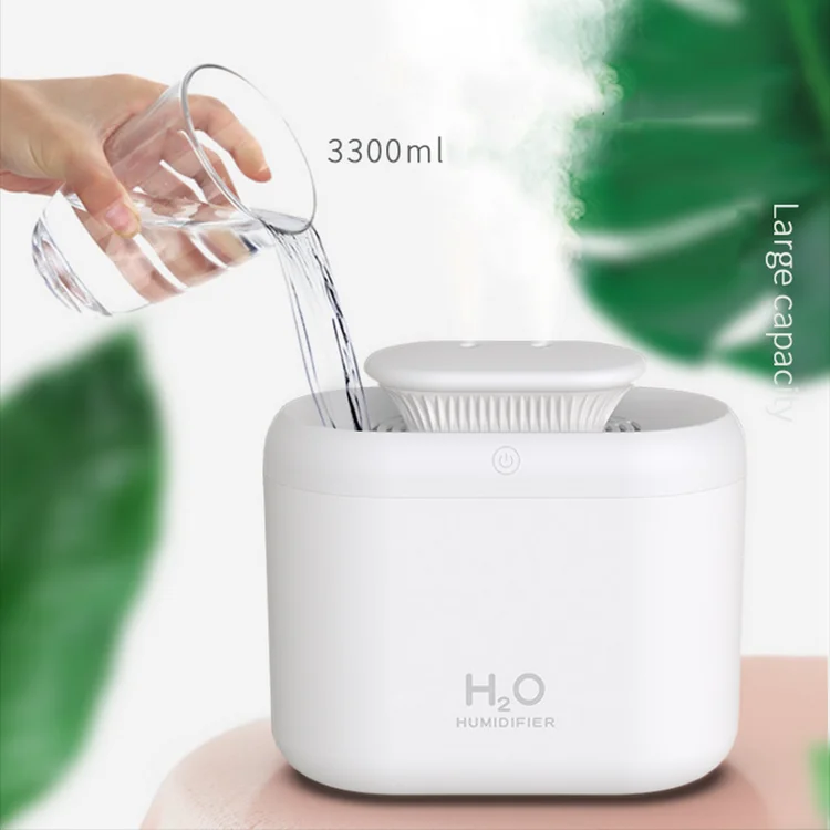 3.3L big water capacity home office mute led light humidifier A12 usb chargeable mini portable air humidifier