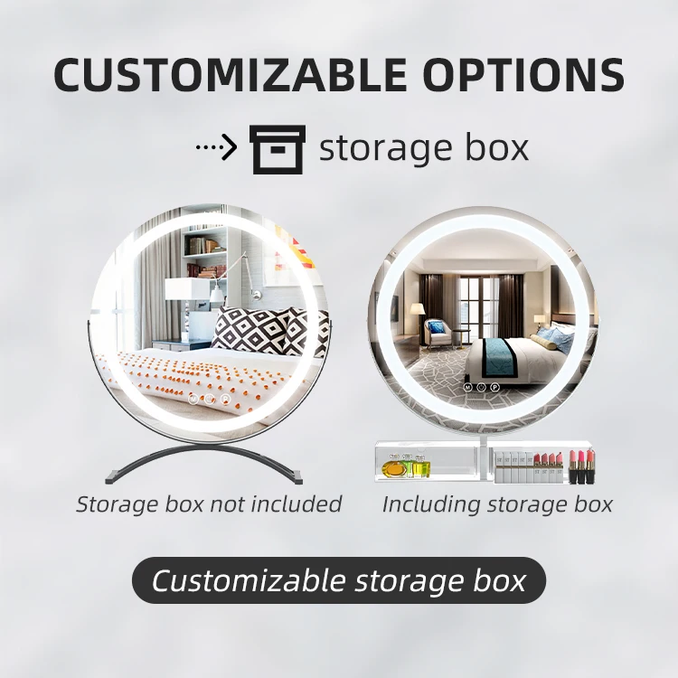 Adjustable Stand Up Makeup Mirror Table Top Room Large Round Big Vanity Mirror With Lights