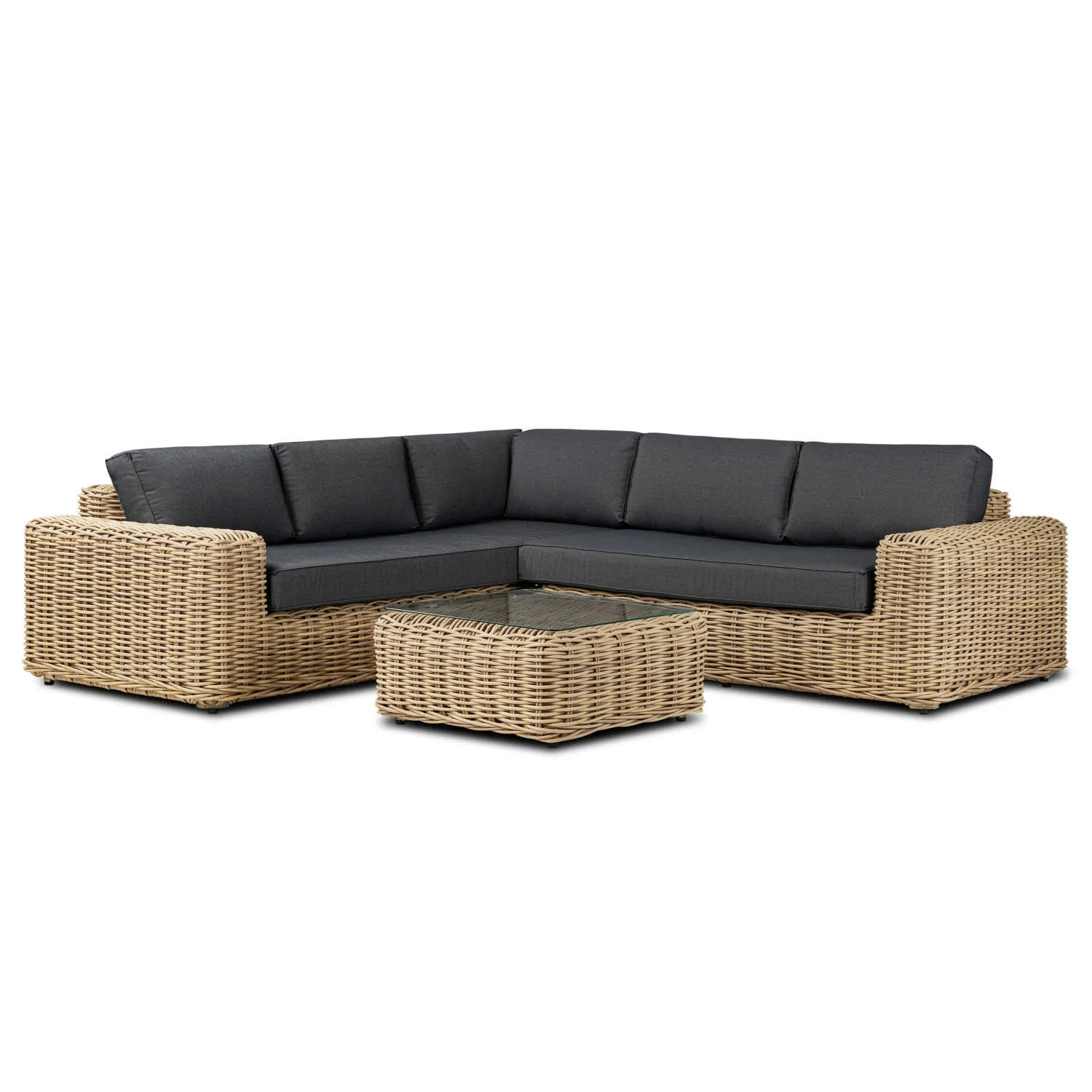 Luxury Modern Waterproof Aluminium Frame L-Shape Sofa Patio Rattan Furniture Outdoor Wicker Sectional Sets Garden Lounge Sofa