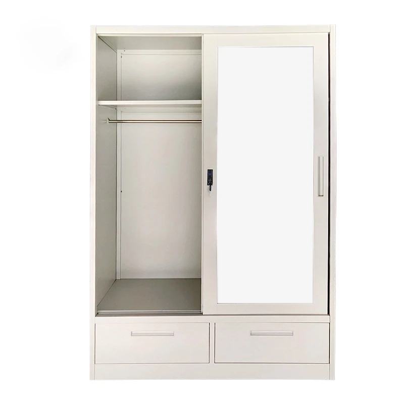 steel bedroom sliding doors wardrobe metal clothes cupboard