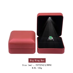 FORTE coffret bijoux black high end leather engagement custom made jewelry boxes jeweler ring box with  LED