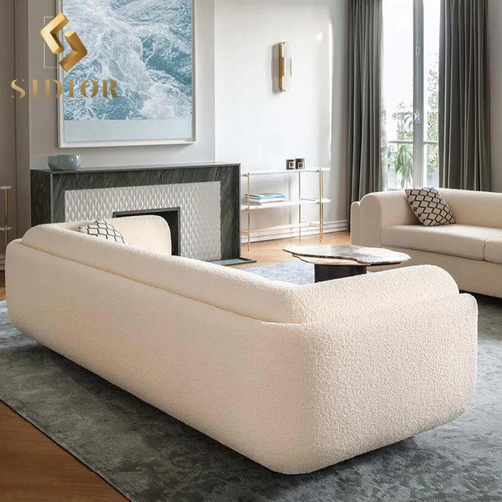 Contemporary european design velvet teddy sofa set furniture living room modular curved sofas for home luxury for living room