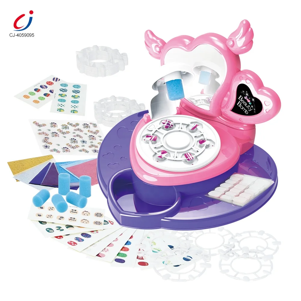 Chengji pretend play beauty toy girls makeup nail art machine toy toddler diy nail polish set manicure toy nail polish for girls