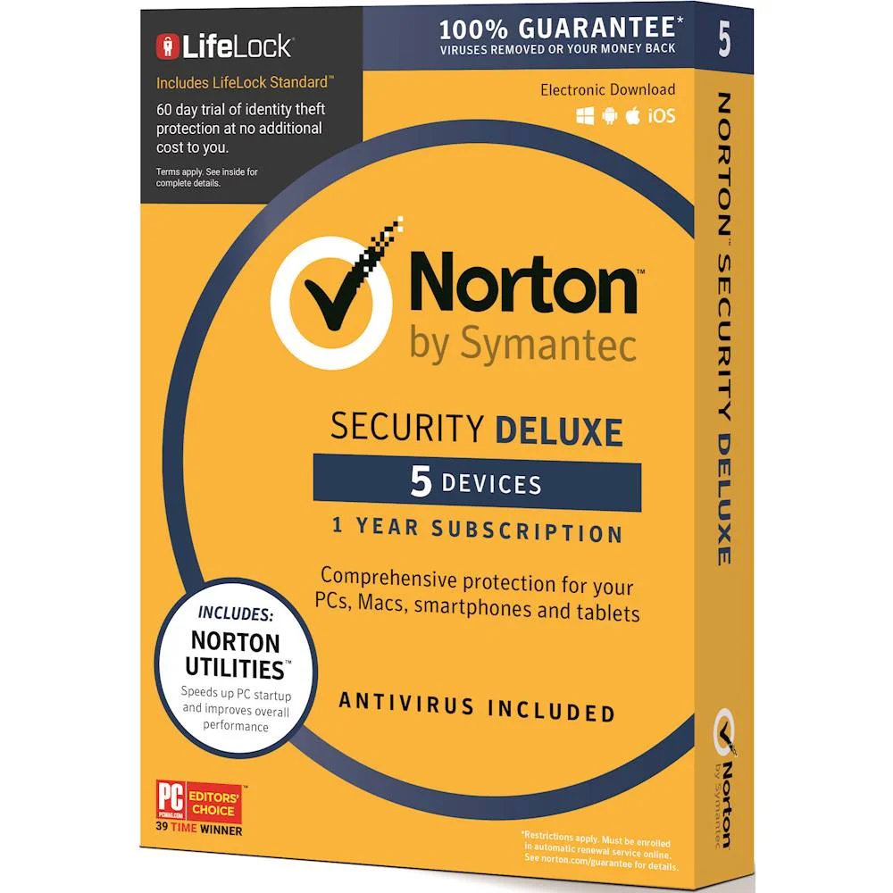 Norton Security Deluxe (5 pc 1 year Bind Key) 24/7 Online Email Delivery Global Universal Antivirus software