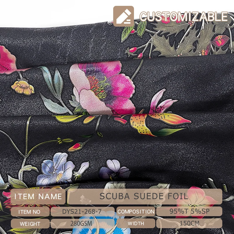 esse textile scuba suede foil 95%terylene 5%spandex fabric for woman tops fashionable  garment shirts dress