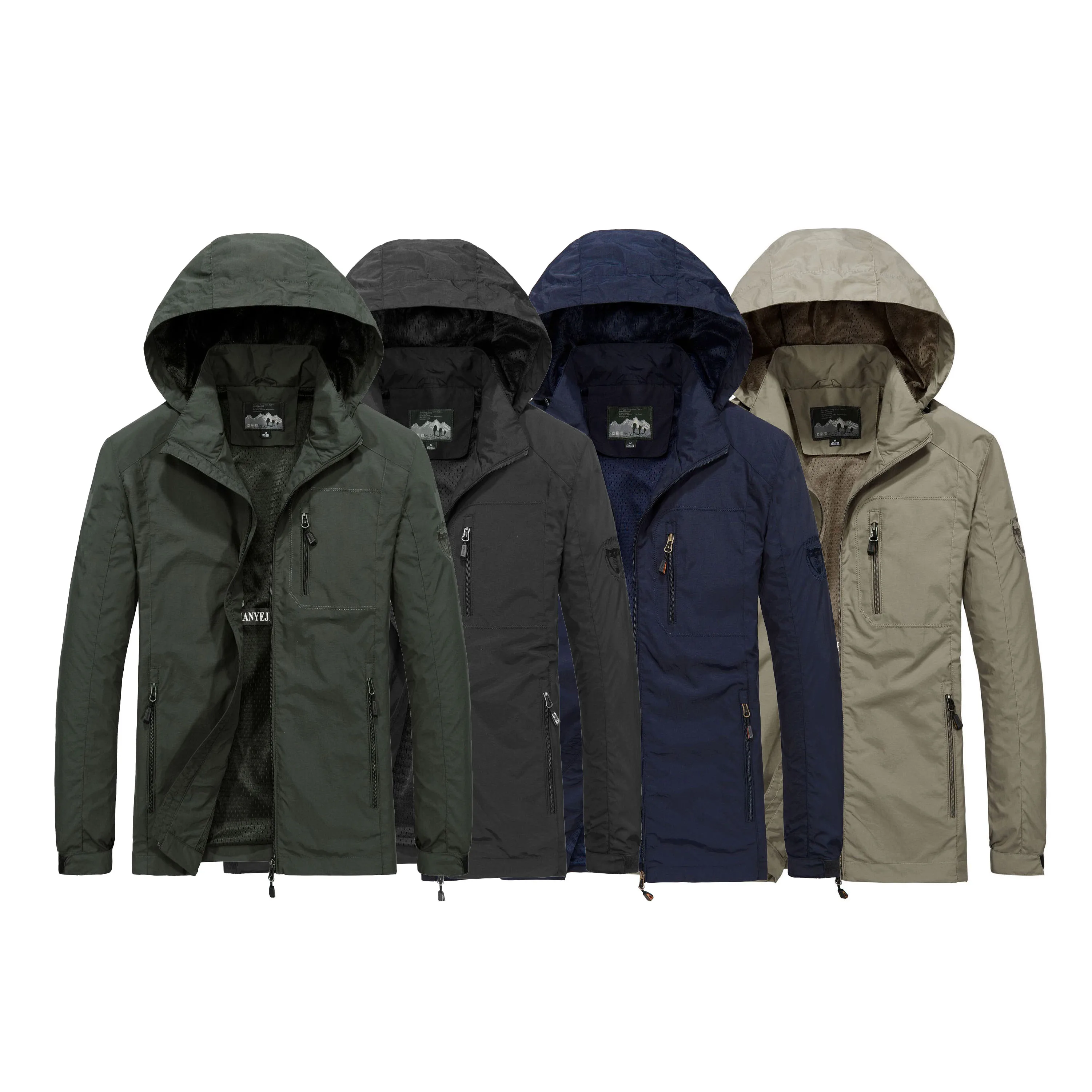 Hot Sell Polyester Nylon Sports Windproof Waterproof Outdoor Light Men Plain Windbreaker Jacket