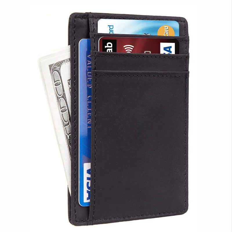 Vintage Slim Genuine Leather Card Holder Wallet Soft Cow Mini Credit Card Bank Card Holder Purse Men Thin Small Wallet