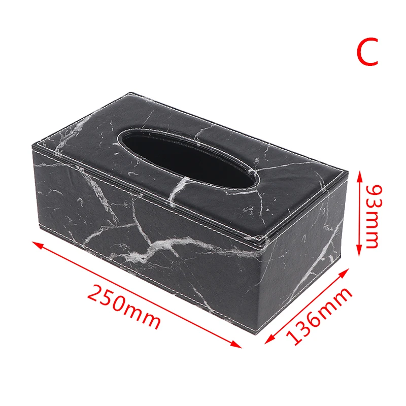 Modern Marble Rectangle Faux Leather Tissue Box Napkin Toilet Paper Holder Case Dispenser Home Decoration