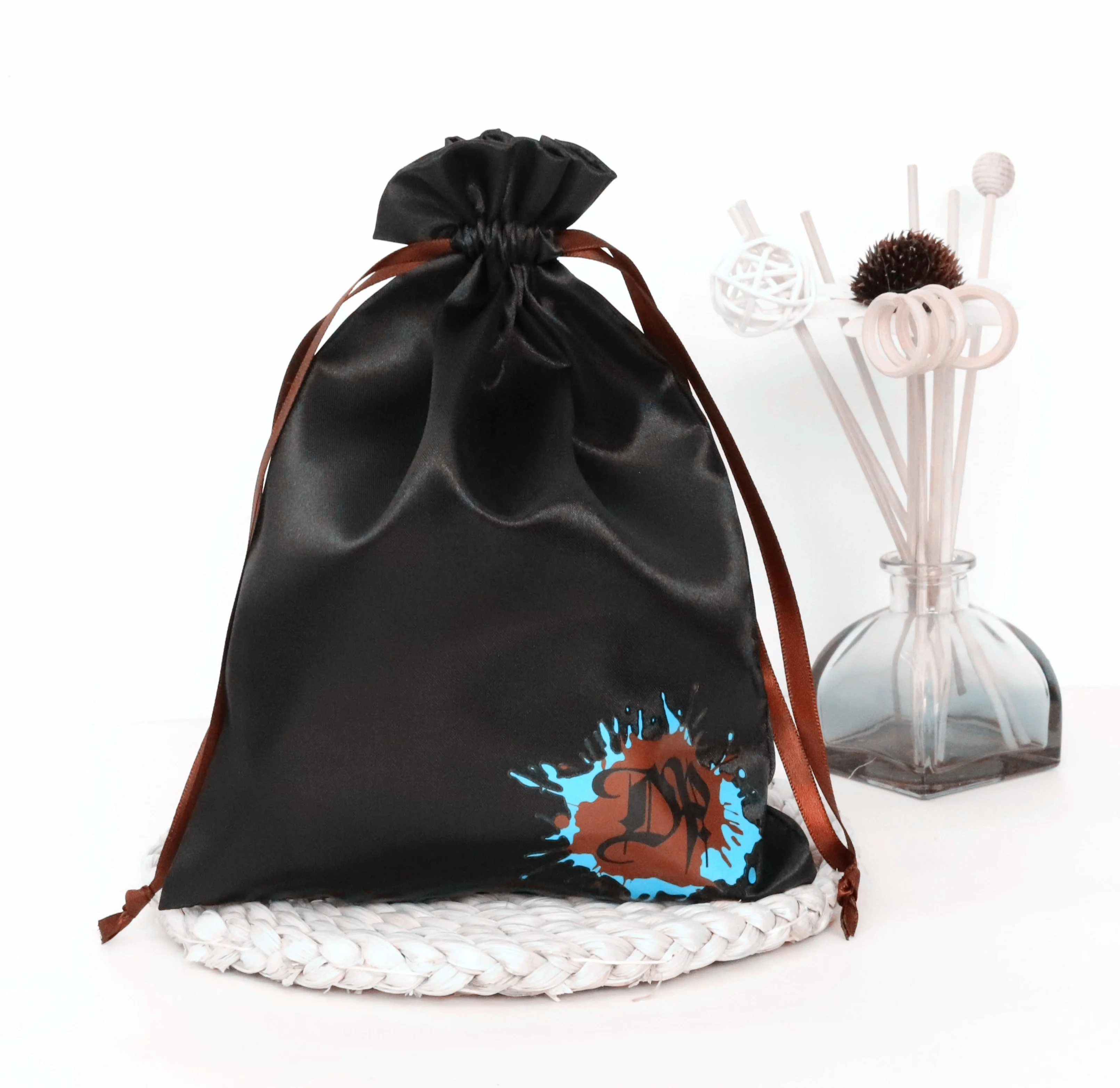 luxury wig hair bundles packaging satin dust bag jewelry clothing shoe silk package pouch custom drawstring satin bag with logo
