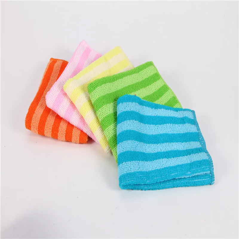 5pcs/set Multifunctional Striped Microfiber Rags Dishwashing Cloth Kitchen Supplies Kitchen Towel Rags