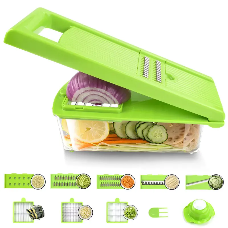 10-in-1 Vegetable Chopper Cheese Grater Hand Crank Mandoline Slicer Food Cutter Shredder for Onion Fruit Potato