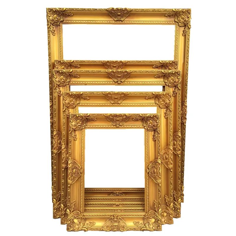 Europe Style Customize Gold Color Antique Baroque Vintage Wood Luxury Photo Frame For Home Wall Decor