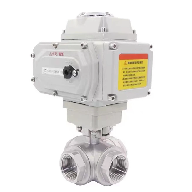 TKFM High platform stainless steel four 4 way screw electric pneumatic ball valve