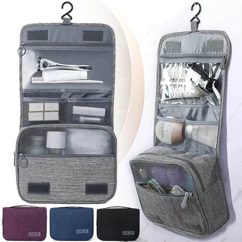 Hanging travel makeup bag organizer hygiene cleaning set with hook accessories bathroom shaving cosmetics for men and women