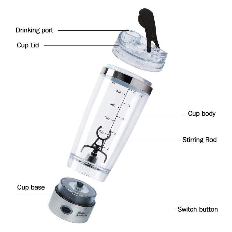 New Design ready to ship gym Electric Shaker bottle custom OEM Private Label Portable Plastic Protien Water bottle Shaker Bottle