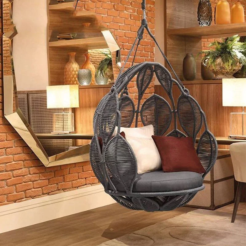 Courtyard villa model room rope indoor balcony garden rattan hanging basket shaker chair