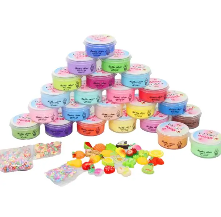24pcs/set Button Slime Kit Hot Fashion  Crystal Clay Slime Mud Diy Slime Making Kit In Wholesale