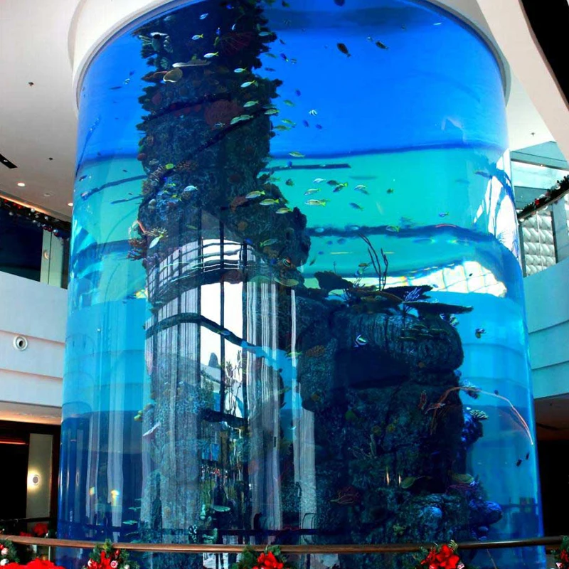 Commercial Venue Custom Luxury Modern Design Square Cylindrical Clear Acrylic Fish Tank Aquarium