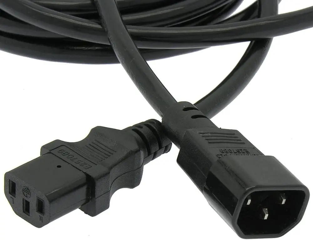 PVC 1m (3ft) 2M 3M Extension Power Cord, C14 to C13/C15, 10A 125V, 18AWG, Computer Extension Power Cord