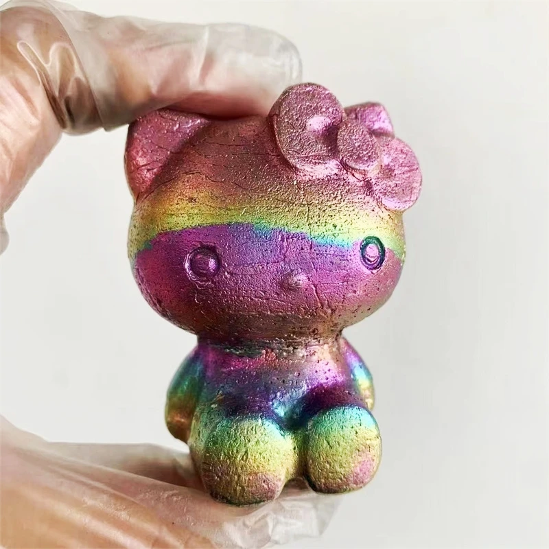 Wholesale Rainbow Bismuth Ore Crystal Metal Ore Made Bismuth Crystal Ingots Carving Cat