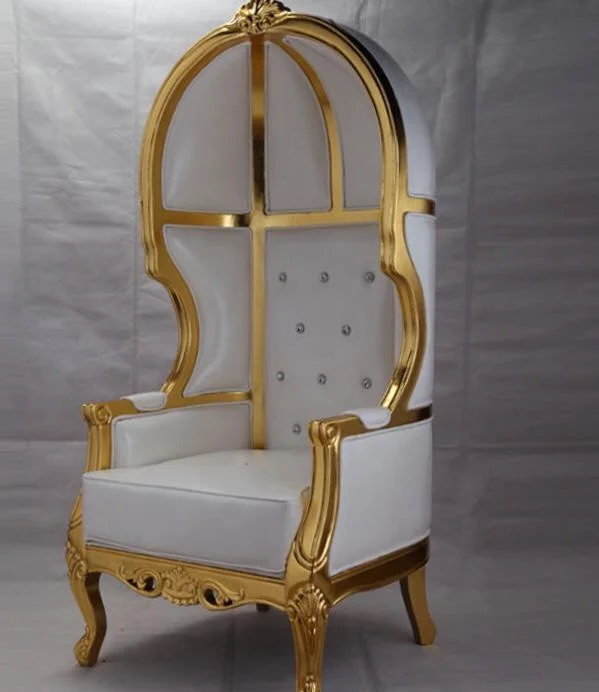 Hot sale Royal gold wooden frame red PU leather throne king chair hotel wedding chairs