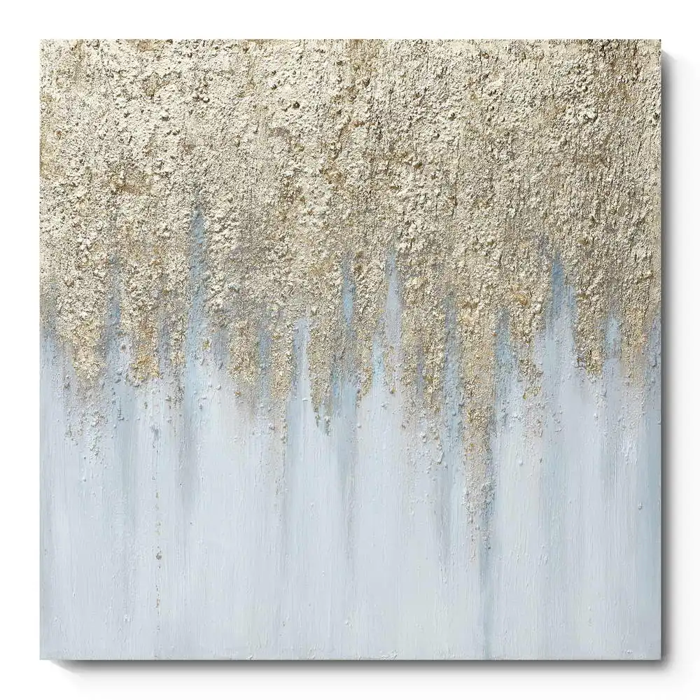 Golden Waterfall Modern Abstract Painting For Living Room