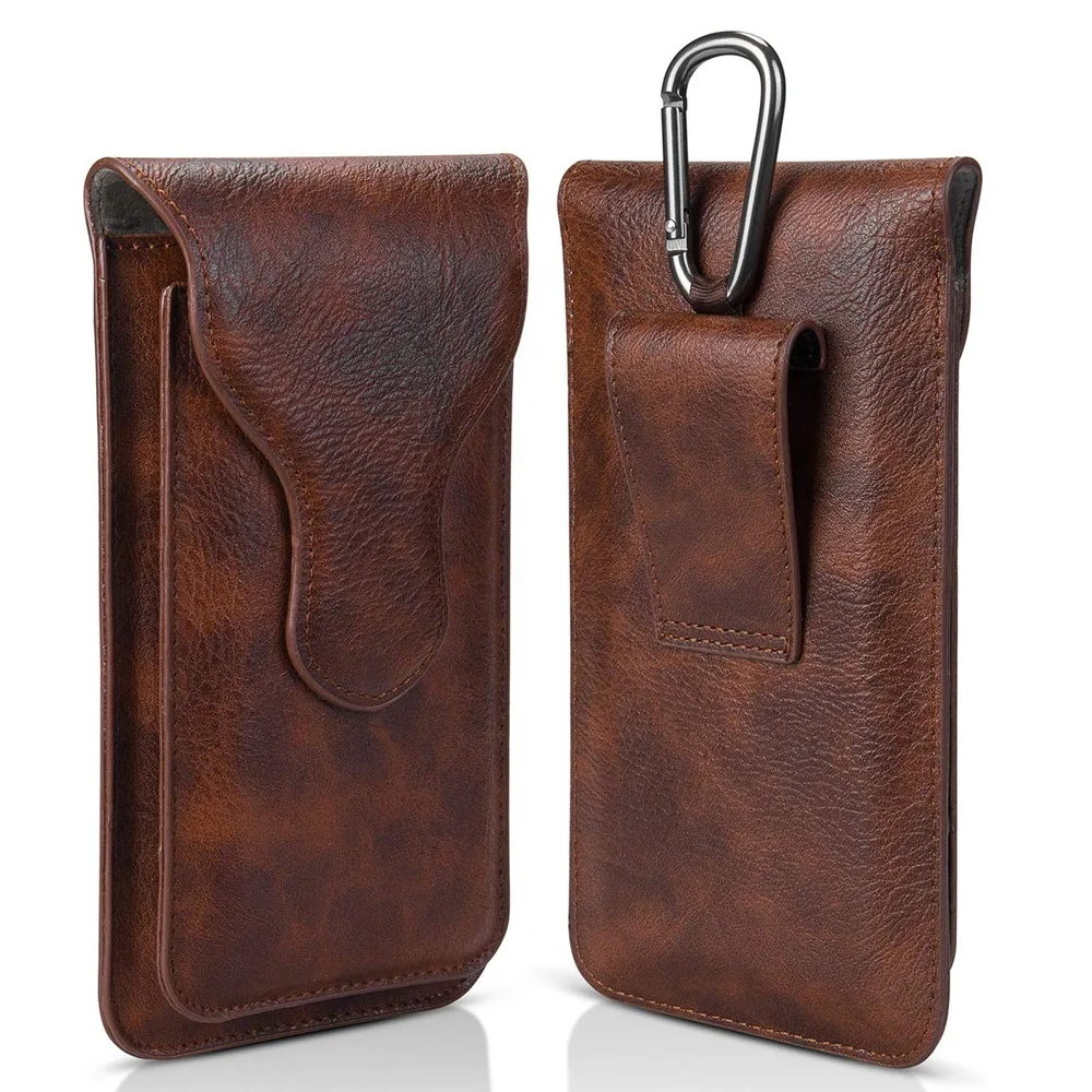 Custom Multi-purpose Leather Waist Pouches RFID Blocking Belt Clip Magnetic Cell Phone Holster Case