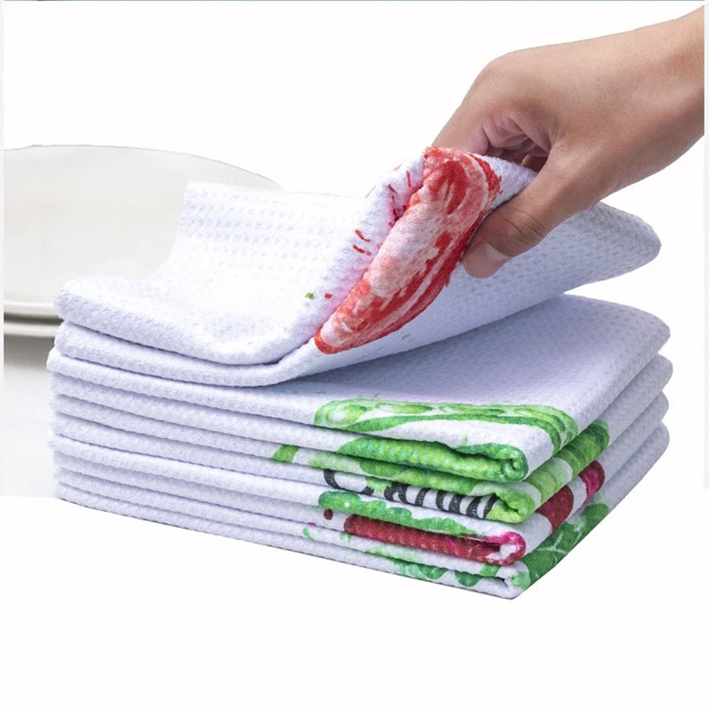 New Fashion Personalized Custom Waffle Weave Kitchen Tea Dish Towels With Embroidery for Kitchen