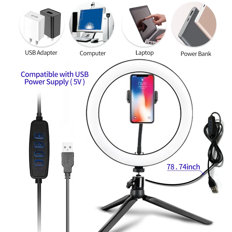 10-дюймовый ringlight aros de luz светодиодный Мобильный штатив для мобильного телефона с кольцевым