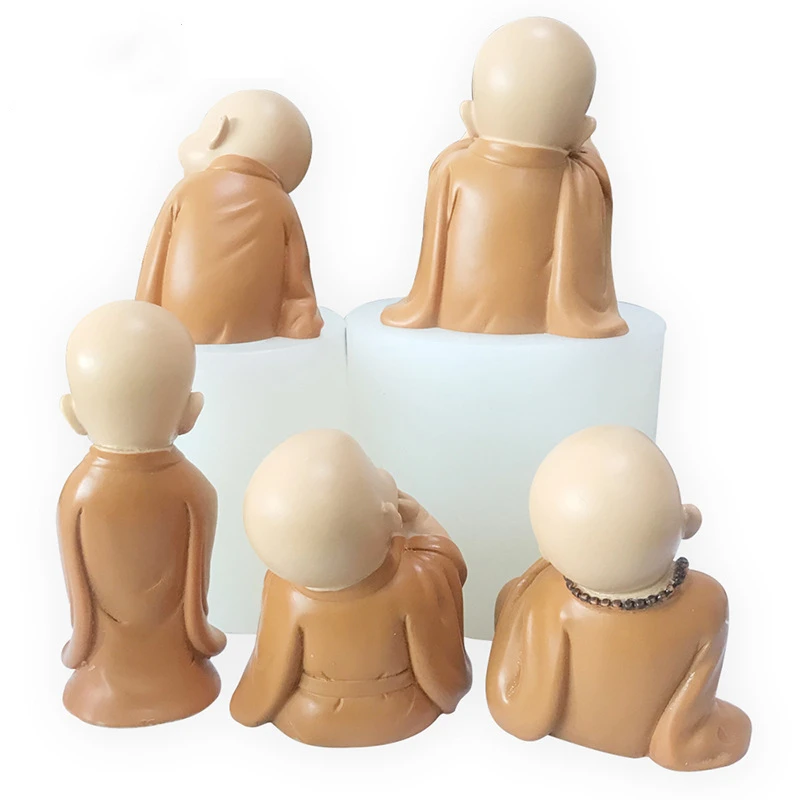 Buddha Car Decoration Office Tea Table Decoration Mould  Zen Figure  Little Shami Monk Silicone Candle Mold