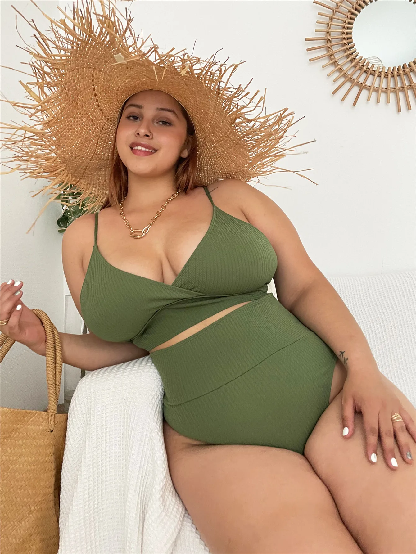 2022 high waist crochet bikini swimwear plus size swimwear bikini for fat women