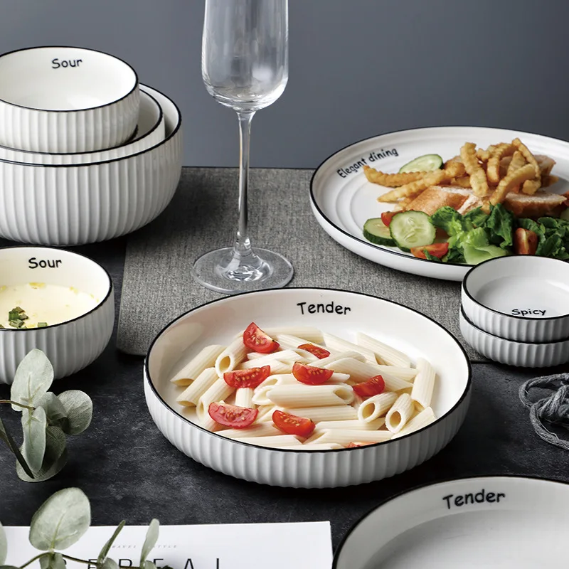 Nordic tableware ins plate set home minimalist and creative ceramic ricelarge bowls noodles soup bowls plates