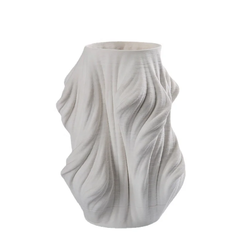 Simple and creative special-shaped 3D printed ceramic vase ornaments modern soft decoration model house sales office simulation