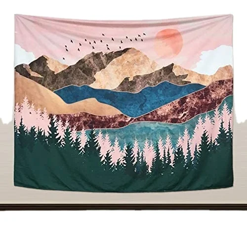 The Factory Wholesale Customization Nordic Spiritual Large Nature Sunrise Christmas Wall Tapestry Sunset Beach Backdrop