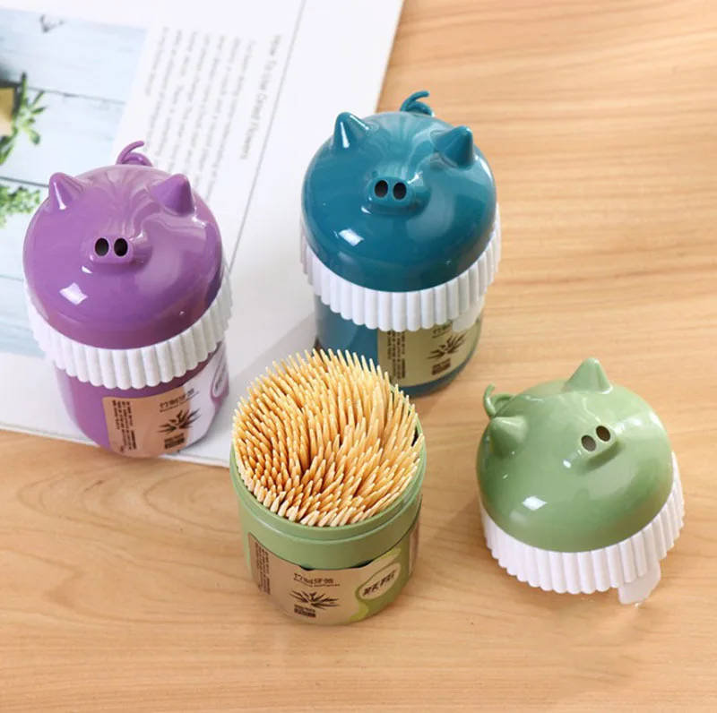 Wholesale cute Piggy toothpick box Multicolor plastic