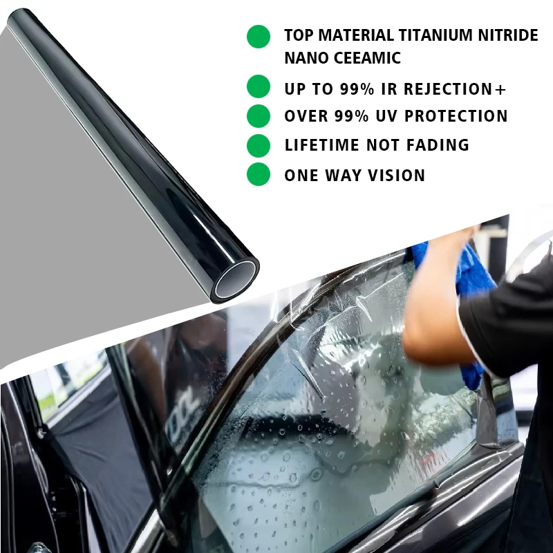 Lifetime Warranty 2 mil Nano Ceramic Window Vinyl 99% IRR 99% UVR Titanium Nitride Car Window Tint Vinyl