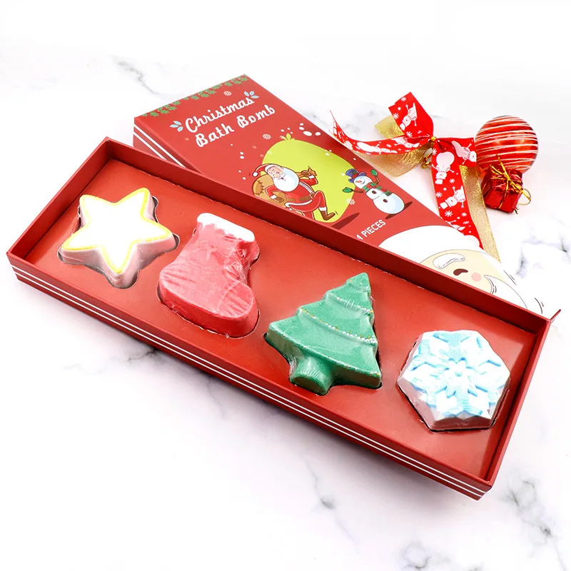 
OEM Logo organics christmas bathbomb set kids bath bombs gift box 