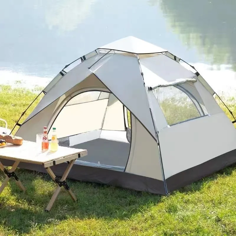 Discount Camping Equipment Light Canvas Automatic Folding Pop Up Tent Outdoor Camping Tent Waterproof for Hiking Pinic Travel