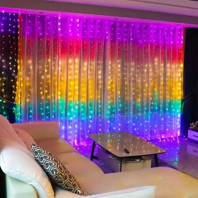 Low Voltage App-Controlled RGB Led Curtain Lights Window Wedding Party Holiday Christmas Festival Fairy Garland Decoration Light