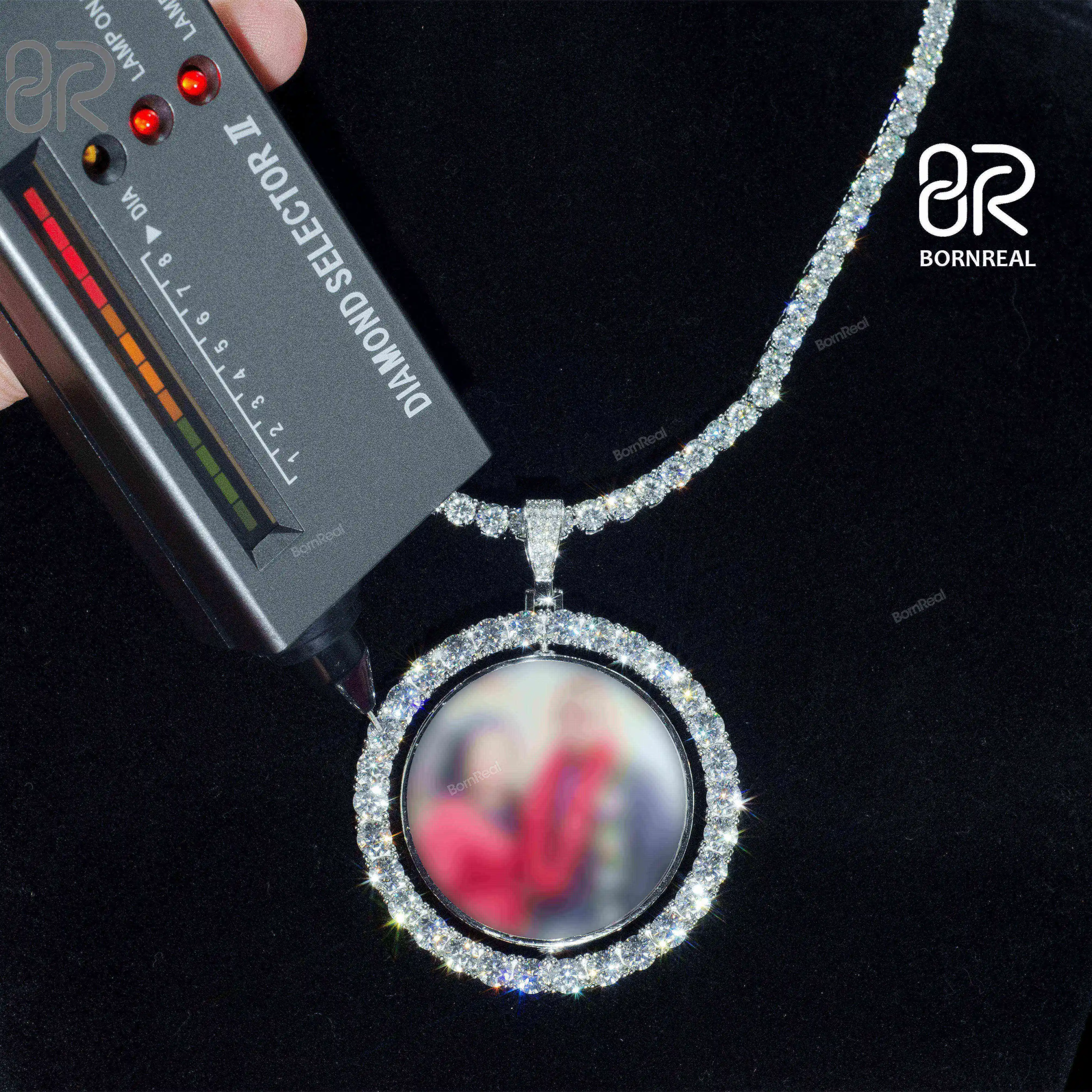 Factory Wholesale VVS Moissanite Circle Pendants Round 925 Silver Men Memory Photos Picture Pendant Charm Jewelry Manufacturer