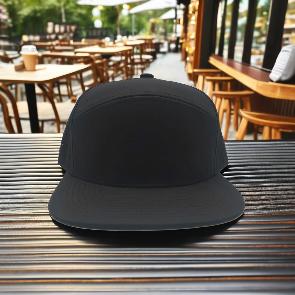 JEYA Snapback Hats 6 Panel Black Blank Polyester Custom Rubber Patch Logo Snapback Cap Oem