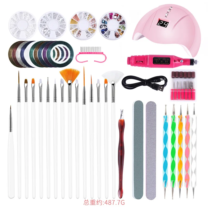 Customize Professional beauty salon equipment Fast dryer Brush tool nail set kit with uv lamp and drill