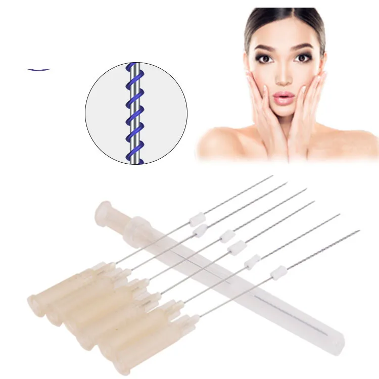 Korea new aqulift cog polydioxanone suture v line pdo thread lift needle Tornado screw 26G 60mm