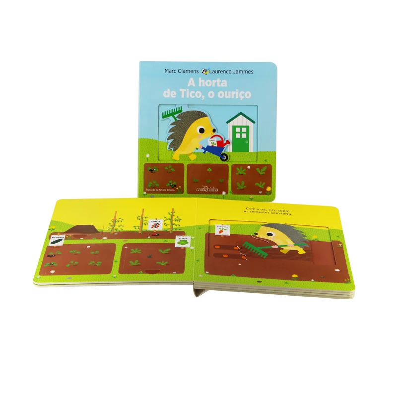 Factory Custom Kids Board Book Publishing Printing Services Children Cardboard Book Push and Pull Board Book