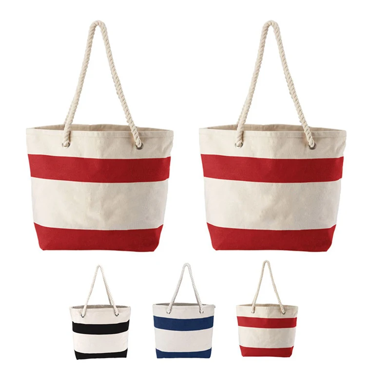 Wholesale Customized Printed LOGO Large Capacity Many Pockets Business Handbags Cotton Canvas Shopping Beach Tote Bags